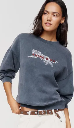 Anine Bing Spencer Leopard 100% Cotton Sweatshirt