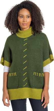 Klass Roll Neck Short Sleeve Jumper - Khaki/Lime - L