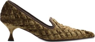 Burberry 55mm quilted-velvet crest pumps - women - Elastane/Goat Skin/Sheepskin/Polyester/Leather - 40 - Brown