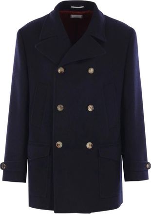 Brunello Cucinelli Jassen - Heren - Mantel - Blauw - L - Wol - Jassen