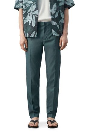 Mango Regular Fit Pleat Front Pants in Forest Green at Nordstrom, Size 30