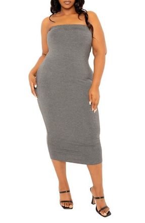 Buxom Couture Tube Midi Dress in Charcoal Grey at Nordstrom, Size 1X