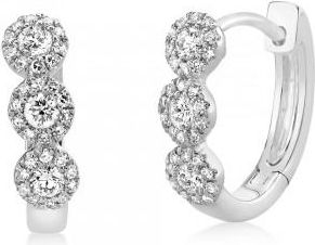 Allurez Diamond Halo Style Huggie Earrings 14k White Gold (0.37ct)