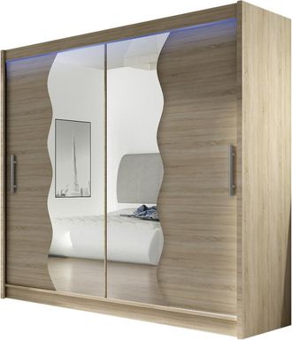 Mirjan24 Mobilier1 - Armario Closico 125, Roble Sonoma, 215x180x57cm, Puertas De Armario: Correderas, N&uacute;mero De Estantes: 0, Led