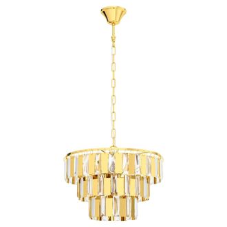 Loops Pendant Ceiling Light Colour Brass Tiered Clear CrystalsBulb E14 5x40W
