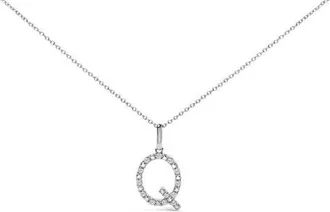 House of Brilliance Sterling Silver Diamond Accent A-Z Initial Pendant Necklace in Sterling Silver |Q at Nordstrom