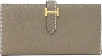 Herm&egrave;s Etoupe Gray Epsom Leather Long Wallet (Bi-Fold) (Pre-Owned)