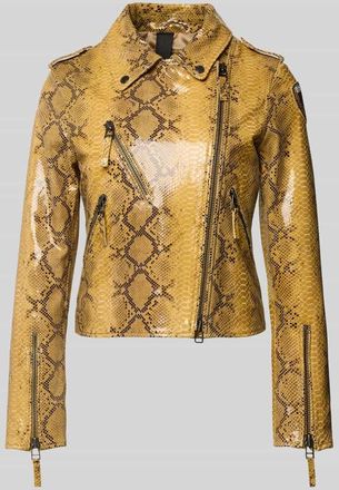 Blauer Lederjacke im Allover-Look Modell CHERRY in GELB, Gr&ouml;&szlig;e L