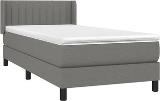 vidaXL Cama Box Spring Con Colch&oacute;n Tela Gris Oscuro 80x200 Cm Vidaxl