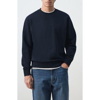 Mango Regular Fit Cotton Sweatshirt in Navy at Nordstrom, Size Xx-Large