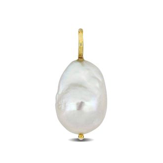 Amour 13-14mm Cultured Freshwater Baroque Pearl Pendant In 18k Yellow Gold (no Chain)