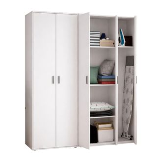 Dmora Armario Multiusos Grande Rosarno, Modular, 7 Estantes, 5 Puertas, 177x190h Cm Blanco