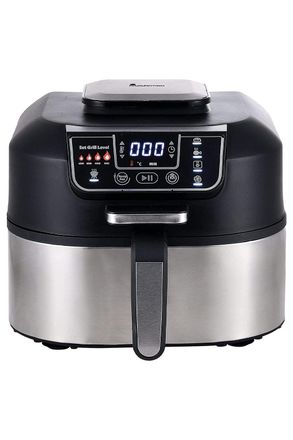 Masterpro Smokeless Grill with Oil-Free Fryer Function 5.6 Litre Silver/Black in Silver