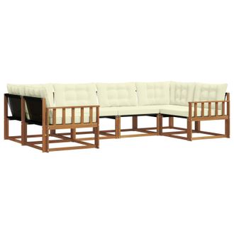 vidaXL Conjunto De Sof&aacute;s De Exterior Con Coj&iacute;n 6 Pcs Natural Y Crema Vidaxl
