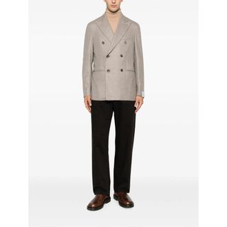 Caruso Double-Breasted Wool Blazer - Gray