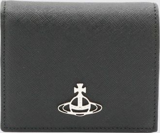Vivienne Westwood Portafoglio bifold in pelle Saffiano con logo Orb metallico