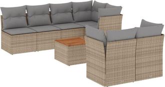 vidaXL Juego De Sof&aacute;s De Jard&iacute;n Con Cojines Beige 8 Pzas Rat&aacute;n Pe Vidaxl