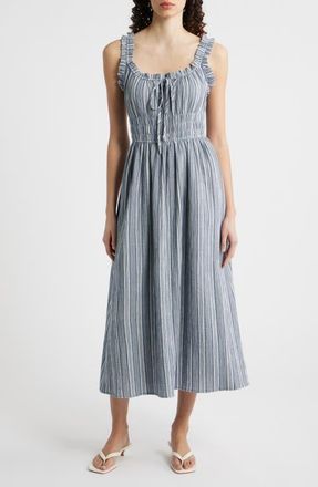 FRNCH Obea Variegated Stripe Organic Cotton Sundress in Bleu Jean at Nordstrom, Size X-Small