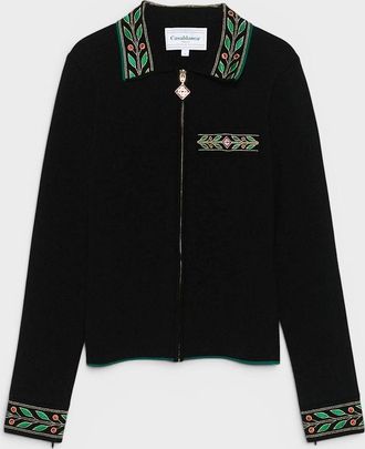 Casablanca Womens Embroidered Laurel Jacket Black - Size: 10/8