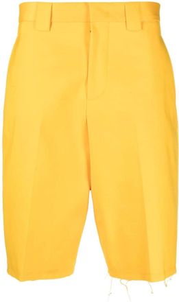 Lanvin distressed cotton shorts - men - Cotton/Cotton/Buffalo Horn - 54 - Yellow