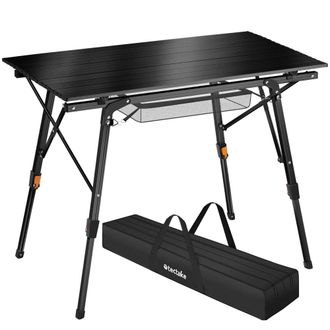 TecTake Mesa de aluminio tina plegable ajustable en altura, negro