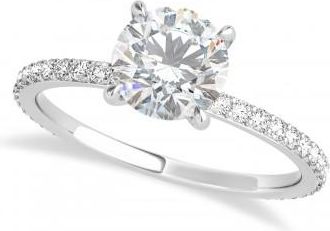 Allurez Round Moissanite & Diamond Hidden Halo Engagement Ring Platinum (1.68ct)