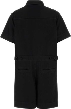 Gucci Womens Denim With Horsebit Jumpsuit Black Cotton Tracksuits