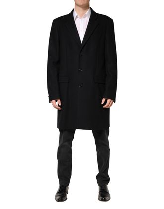 Dolce & Gabbana Mens Black Wool Single Breasted Long Coat Jacket Pa+wv Clothing
