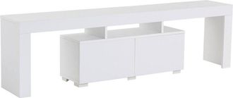 Dmora Dmora - Mueble De Televisi&oacute;n Govone, Aparador De Sal&oacute;n, Mueble Bajo Para Tv, Base De Pared Equipada, 180x31 H50 Cm, Blanco