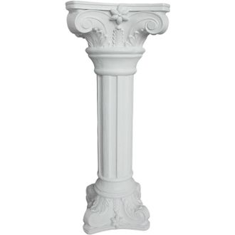 Relaxdays Relaxdays Greek column, HxWxD: 85 x 32 x 32 cm, plant stand, garden decoration, antique, frostproof, polyresin, white