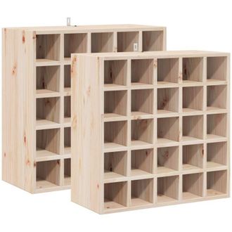 vidaXL Wine Rack 2 pcs Natural 56 x 25 x 56 cm Solid Pine Wood vidaXL