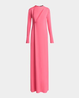 Tom Ford Slash Cutout Long-Sleeve Double Georgette Gown
