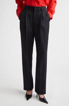 Victoria Beckham Tailored Straight Leg Trousers in Black at Nordstrom, Size 10 Us