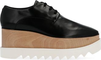 Stella McCartney Elyse Lace-up Wedge - Dames - Sleehakken - Zwart - 38 EU - Polyester - Schoenen
