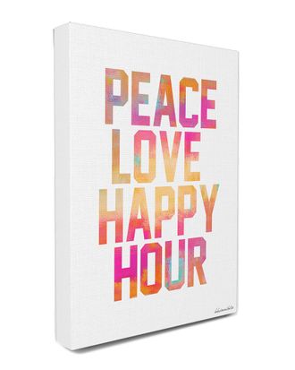 Stupell Industries Peace, Love, Happy Hour Glam Canvas Wall Art By Lulusimonstudio