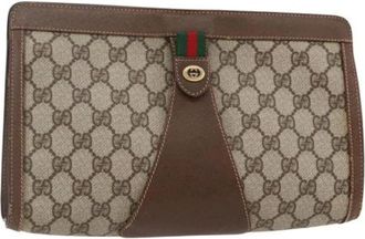Gucci Pre-owned Clutches, female, Beige, Size: ONE SIZE Pre-owned Vintage Leather Clutch