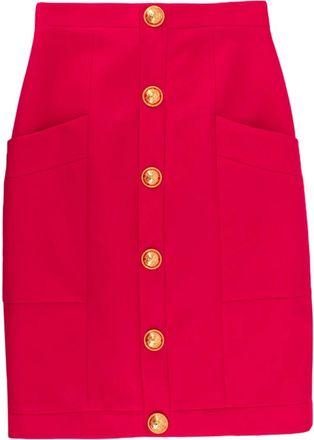 Balmain Hot Pink High Waist Grain De Poudre Wool Pencil Skirt Size XXS