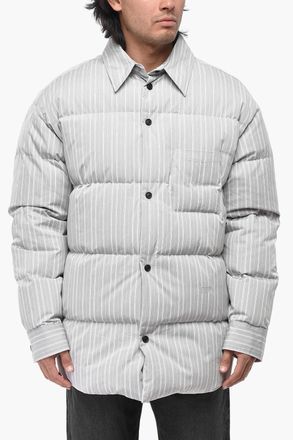 Off-white Hairline Cotton Puffer Jacket with Snap Buttons Off-White