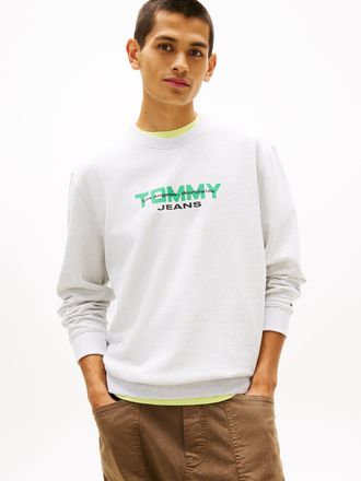 Tommy Jeans Sweatshirt TOMMY JEANS TJM REGULAR CREW NECK, Herren, Gr. 4XL, ice grau heather, Sweatware, Obermaterial: 100% Baumwolle, unifarben, regular fit norma