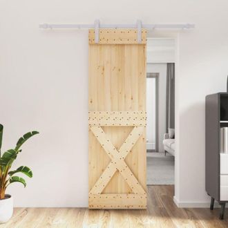 vidaXL Vidaxl - Puerta Corredera Con Herrajes Madera Maciza De Pino 70x210 Cm