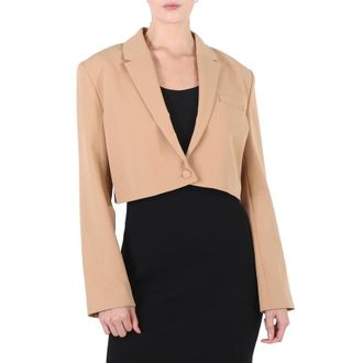 Filles A Papa Ladies Camel Crepe Cropped Tailor Jacket, Brand Size 0 (X-Small)