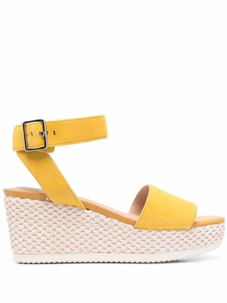 Geox Lipari woven wedge sandals - women - Rubber/Calf Leather/Calf Leather - 37 - Yellow