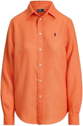 Polo Ralph Lauren Chemise lin coupe droite - Dames - Overhemden - Oranje - M - Linnen - Overhemden