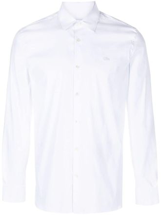 Lacoste logo-patch cotton blend shirt - White