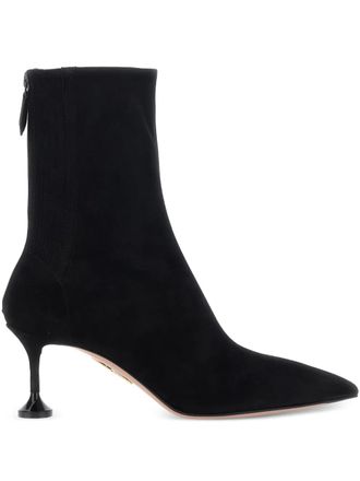 Aquazzura pointed toe zip suede boots - Black
