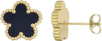 Adornia Adornia 18K Plated Stainless Steel Black 5-Leaf Clover Stud Earrings