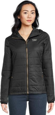 L.L.Bean Mountain Classic Hooded Puffer Womens Coat Black : LG, Polyester