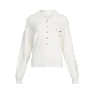Liu Jo Round-neck Knitwear, female, White, Size: XS Jumper with maxi-neck