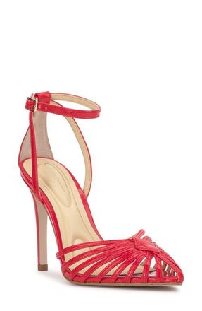 Jessica Simpson Paveri Ankle Strap Pointed Toe Pump in Poppy at Nordstrom, Size 12