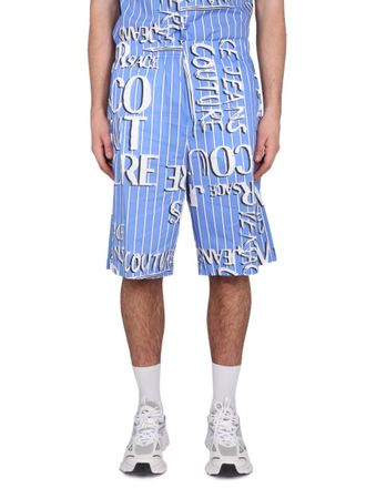 Versace Jeans Couture Blue Graphic Shorts
